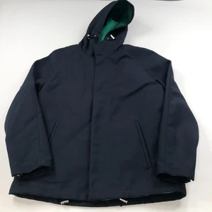 Zara Medium Full Zip Button Shell Quilted Hooded Jacket Blue Green - Picture 1 of 11
