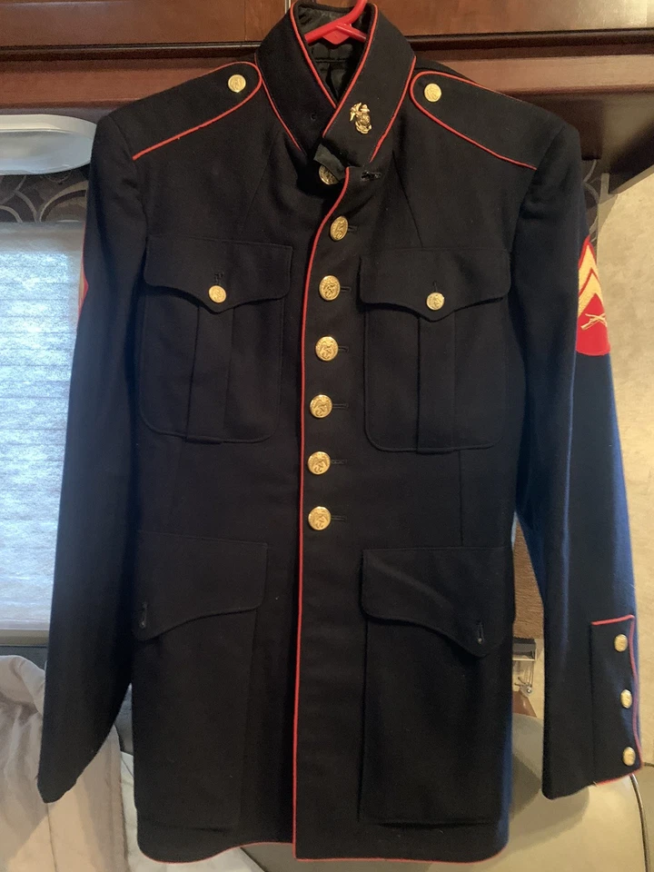 US Marines USMC Vestido Azul Uniforme Hombre Chaqueta Abrigo Corporal De Colección Foto 1 de 4
