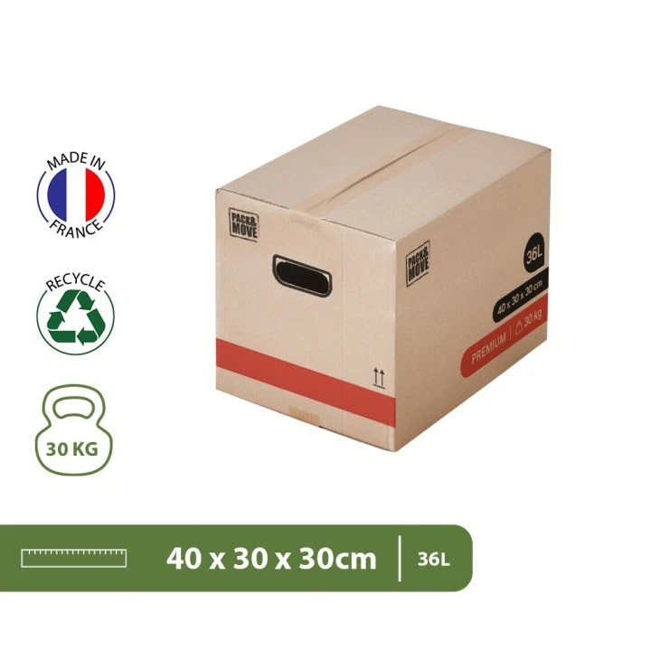 Pack and Move - Lot 40 Cartons Déménagement Livres  Premium - 40 X 30 X 30 Cm -  - Photo 1/1
