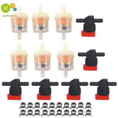 6Kit 1/4" en línea filtro combustible gas cierre válvula abrazadera 494768 697947 698183 Foto 1 de 4