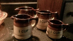 Vintage Steingut Messbecher braun Topf Krug Stil komplett 4er Set - Bild 1 von 7