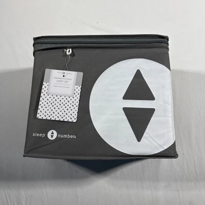 Juego de sábanas de algodón Sleep Number Essential Fit gris claro punto dividido Eastern King Foto 1 de 3