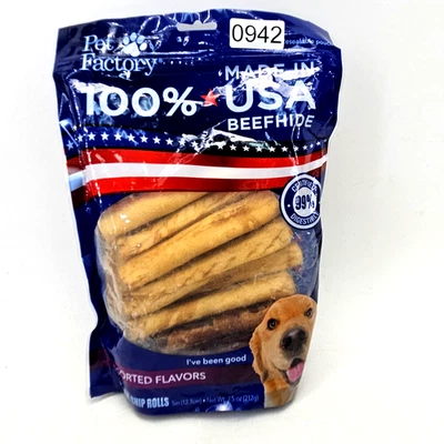 Pet Factory Made in USA Beefhide 5" Chip Rolls Dog Chew Treats Beef/Chicken 18pc - Image 1 of 4
