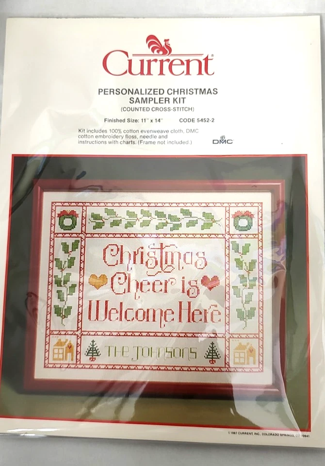 Vtg Current Personalized Christmas Counted Cross-Stitch Sampler Kit From 1997 - Image 1 of 4