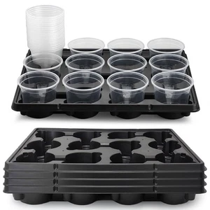 12 Cell Nursery Pot Trays 5 Pack with 4 Inch Clear Plant Pots 60 Pack, Thick ... - Picture 1 of 6