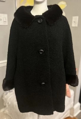 Abrigo de piel Forstmann vintage negro hecho en unión visón? Mangas Anchas 3/4 Art Deco S/M Foto 1 de 4