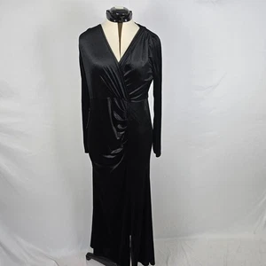 Babalet Maternity Dress Womens XXL Black Velour Maxi Wrap Long Sleeve A Babalaya - Picture 1 of 21