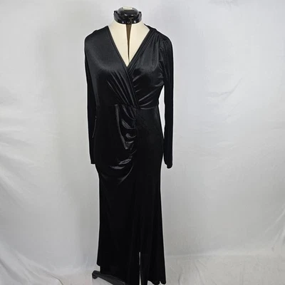 Babalet Maternity Dress Womens XXL Black Velour Maxi Wrap Long Sleeve A Babalaya - Image 1 of 4