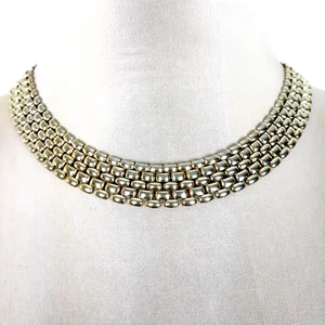 Vintage Panther Gliederkette Halskette goldfarben flach Kragenlänge 17 Zoll - Bild 1 von 6