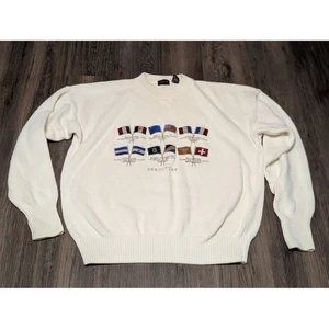 Structure Vintage Embroidered Flags Crew Neck Knit Sweater Mens Medium - Picture 1 of 6