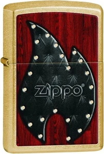 GENUINE Zippo Lighter LEATHER FLAME Gold Dust NEW IN BOX FAST POST - Picture 1 of 9