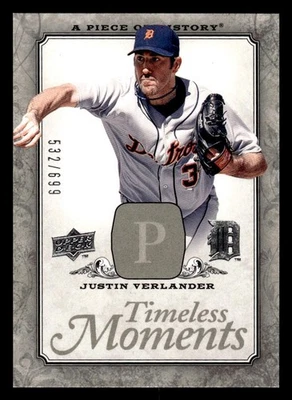 2008 UPPER DECK A PIECE OF HISTORY JUSTIN VERLANDER TM-20 TIMELESS MOMENTS /699 - Image 1 of 2