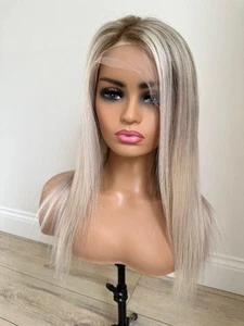Luxy READY TO SHIP 16” 130% Light Ash Blonde Human Hair Full Lace Wig - Picture 1 of 2