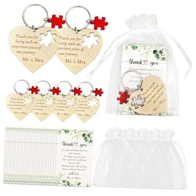  50 juegos de llaveros rompecabezas de corazón de madera a granel para invitados favores de boda, boda  Foto 1 de 4