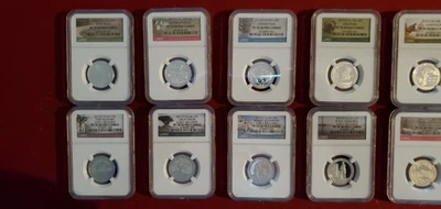 COMPLETE 2013 Silver  & Clad ATB Nat Park Proof Quarter Set 25c NGC PF70 - Image 1 of 2