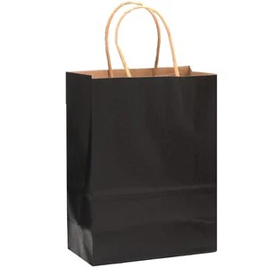 32-Packs Black Paper Gift Bags with Handles Bulk 7.6"x4.75"x10.5" Medium Size... - Picture 1 of 5