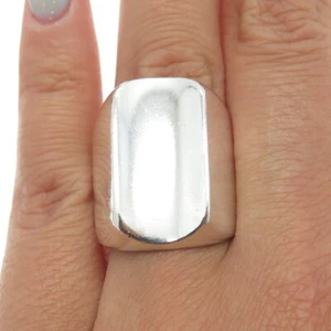 925 Sterling Silver Vintage Modernist Wide Ring Size 8.25 - Picture 1 of 8