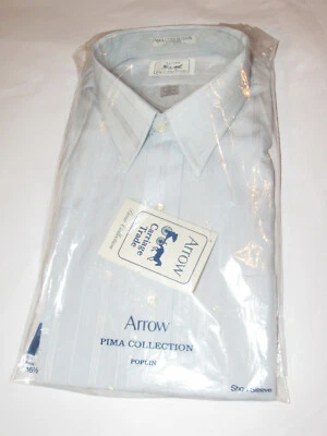 CAMISA/POPELINA CORTA A RAYAS AZULES/BLANCAS FINAS PARA HOMBRE SIN USAR DE COLECCIÓN AÑOS 80 16,5 Foto 1 de 4