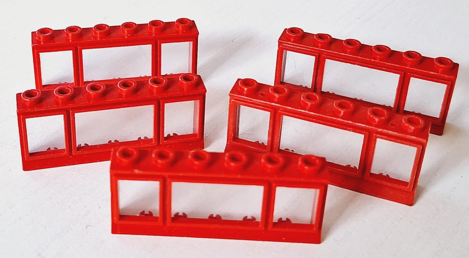 Lego 5 x Fenster alt 645cc01 rot 1x6x2 Classic Zubehör - Bild 1 von 1