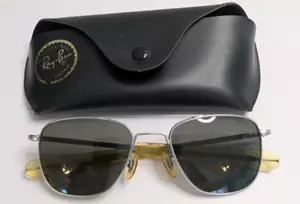 Vintage Randolph Engineering Sunglasses 5 1/2 Aviator Matte Silver & Smoke Gray - Picture 1 of 11
