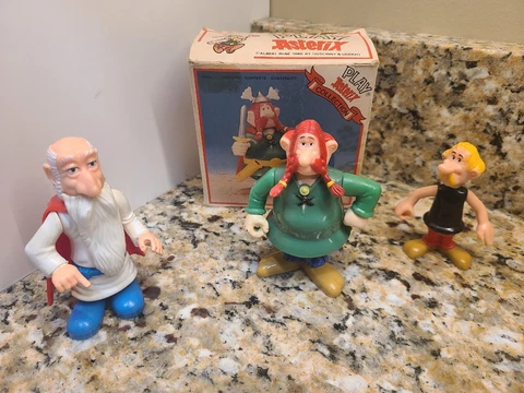 Lot X3 Toy Cloud PLAY ASTERIX Comic Book Character MAJESTIX Figure Set Box Cover
