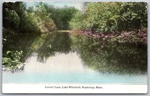 Vintage Hopkinton Massachusetts MA Lovers Lane Lake Whitehall 1910er Ansicht Postkarte - Bild 1 von 2