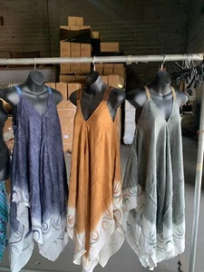 Damas Mujer HANKY HEM Paraguas Llamaradas Suéter Sol Vestido Venta Verde Lavado - Imagen 1 de 2