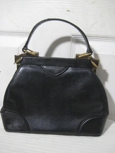 Bolso de mano Bonwit Teller de cuero de reptil negro hecho en EE. UU. - Imagen 1 de 21