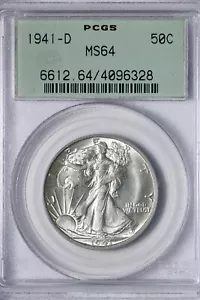 BU 1941-D Walking Liberty Half Dollar PCGS MS64 OGH AZLM - Picture 1 of 3