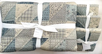 Pottery Barn ELLIS REVERSIBLE Quilt King & 3 Euro Shams ~Shades of Blue~ NWT - Image 1 of 3
