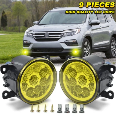 Par de luces antiniebla LED de parachoques amarillas para Honda Pilot 2016 2017 2018 Foto 1 de 4