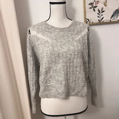 IRO Knit Wool Blend Cropped Ripped Sweater Light Grey Size X Small - Image 1 of 4