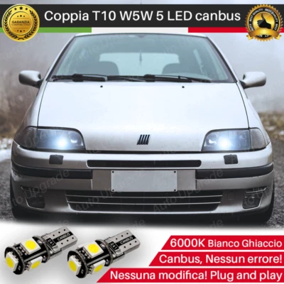 COPPIA LUCI POSIZIONE 5 LED PER FIAT PUNTO 176 MK1 T10 W5W 6000K BIANCO GHIACCIO - Immagine 1 di 4