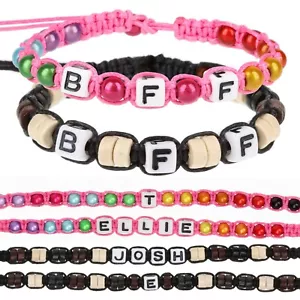 Personalised Friendship Bracelet Kids Boys Girls Name Letter Message Beads - Picture 1 of 232