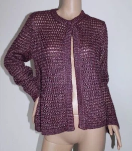 Jones New York Women Cardigan Burgundy Metallic Knit Sz AU10-12 Petite M NEW - Picture 1 of 9