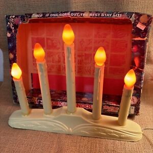 Timco Christmas Window Candolier 5 Light Plastic Electric Candle in Box Vintage 