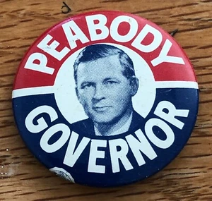 Prendedor vintage Pinback Endicott Peabody años 60 gobernador demócrata de Massachusetts - Imagen 1 de 3