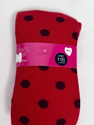GAP KIDS Sz M L 7-10 Girl's Tights Red/Burgundy Polka Dots NWT Winter - Image 1 of 4