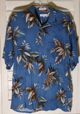 Pierre Cardin Mens Tropical Shirt Short Sleeve Button Up w/Pocket Rayon Large - Image 1 of 3