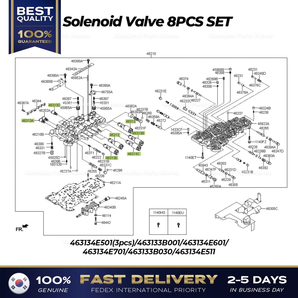 ⭐Genuíno⭐ CONJUNTO DE 8 PEÇAS de válvula solenóide para Hyundai Equus Genesis Genesis Coupe - Imagem 1 de 1