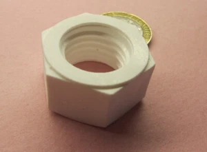 Hex Nut, PTFE Plastic, 3/4"-10 Thread x 1 1/8" W x 41/64", 1 Pcs - Picture 1 of 11