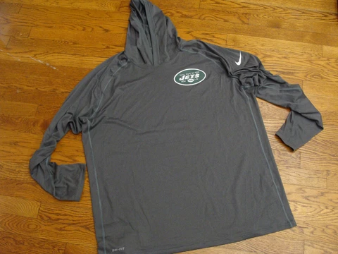 New York Jets Nike Gray Hooded Long Sleeve Pullover Performance Shirt Size XXL Cover