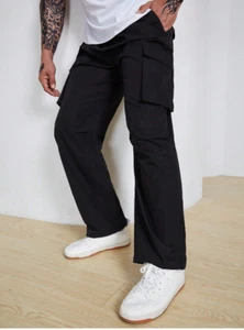 Manfinity Men Plus Flap Pocket Side Cargo Loose Pants Straight Leg Pockets 3XL - Picture 1 of 8