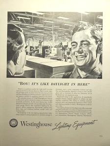 Equipo de iluminación de fábrica Westinghouse Cleveland anuncio impreso vintage 1942 - Imagen 1 de 2