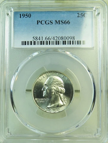 1950-P S25C WASHINGTON QUARTER NEAR SUPERB PCGS BU MS 66 DDR FS-801 VSS RARE R3 Cover