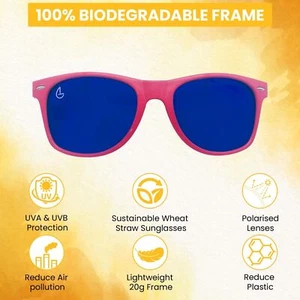 Lucky Lifestyle Co Eco Friendly Polarised Sunglasses - 100% Biodegradable Frame - Picture 1 of 5