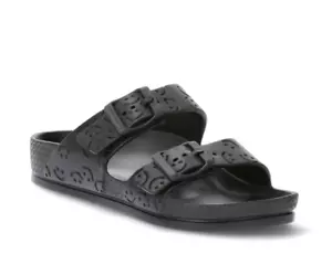 No Boundaries Women's Two Buckle Slide Sandals Black Smile Sz 9 - Picture 1 of 4