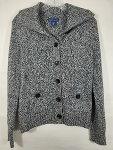 Karen Scott size small Women Cardigan Sweater gray Marled Long Sleeve - Picture 1 of 3