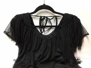 MK2K Women Black Casual Cocktail Dress Size Small Lace Ruched EUC! - Picture 1 of 11