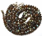 Natural Gem Blue Fire Labradorite 6-8MM Facet Rondelle Beads Necklace 16" 162Cts